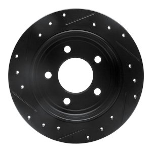 Chrysler LHS Brake Rotor (1) - Rear Right - R1 Concepts - Drilled & Slotted - Black - `93-`04